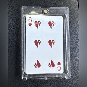 6 of Hearts Playing Card in Clear Case